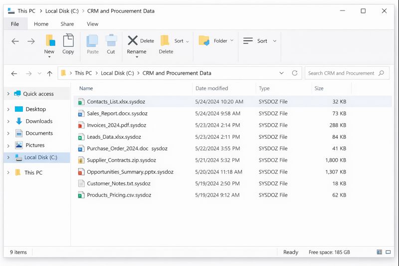 Servicio de descifrado de Sysdoz (.sysdoz) ransomware en España.