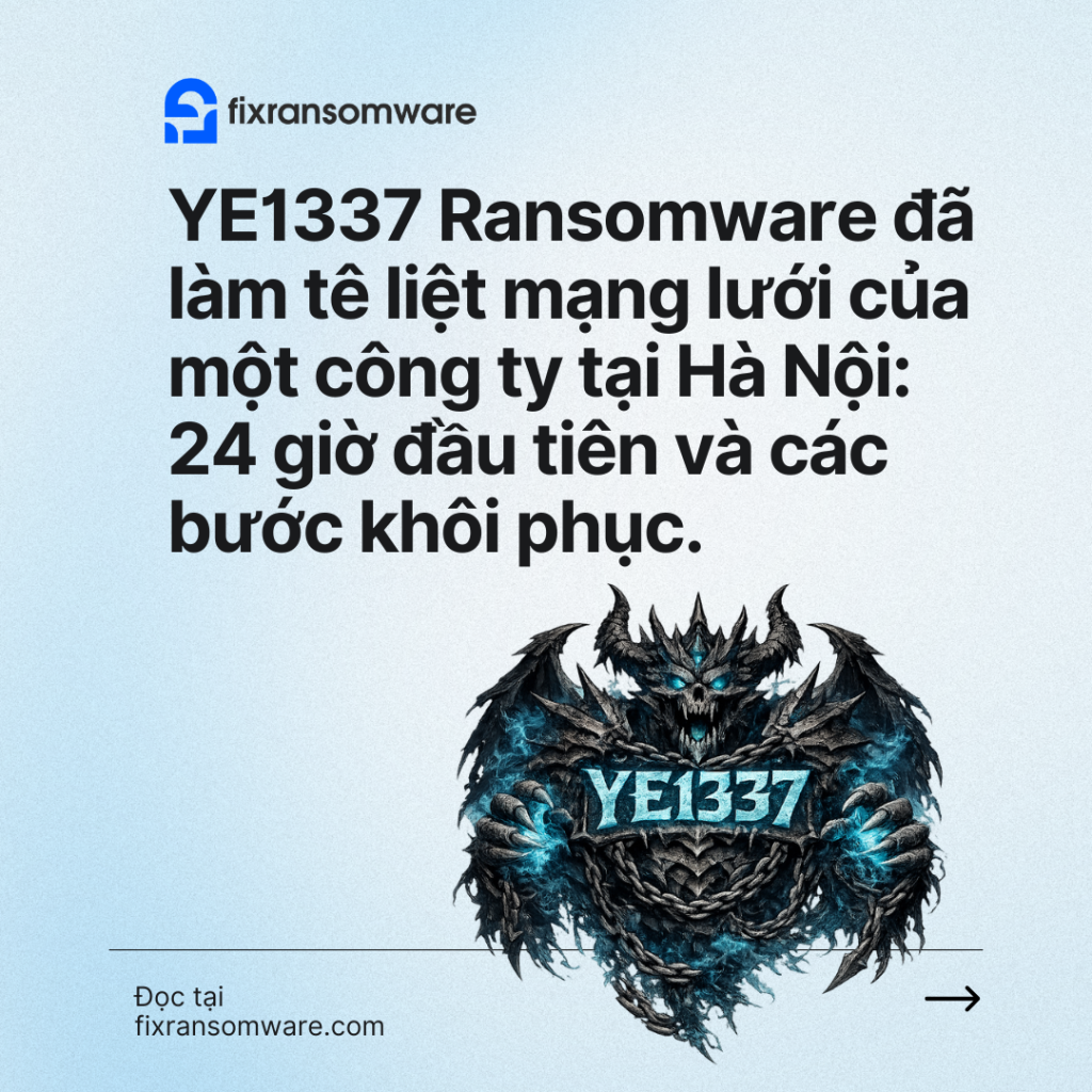 Dịch vụ giải mã YE1337 ransomware tại Hà Nội, Việt Nam.