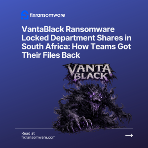 VantaBlack ransomware (.35RUT) ontsleutelingdiens in Suid-Afrika.